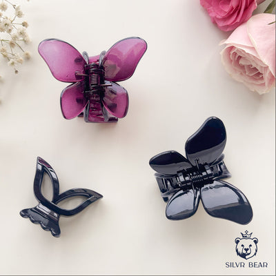 Unbreakable Hair Claw Clips - Black Magenta - Butterfly Clutchers