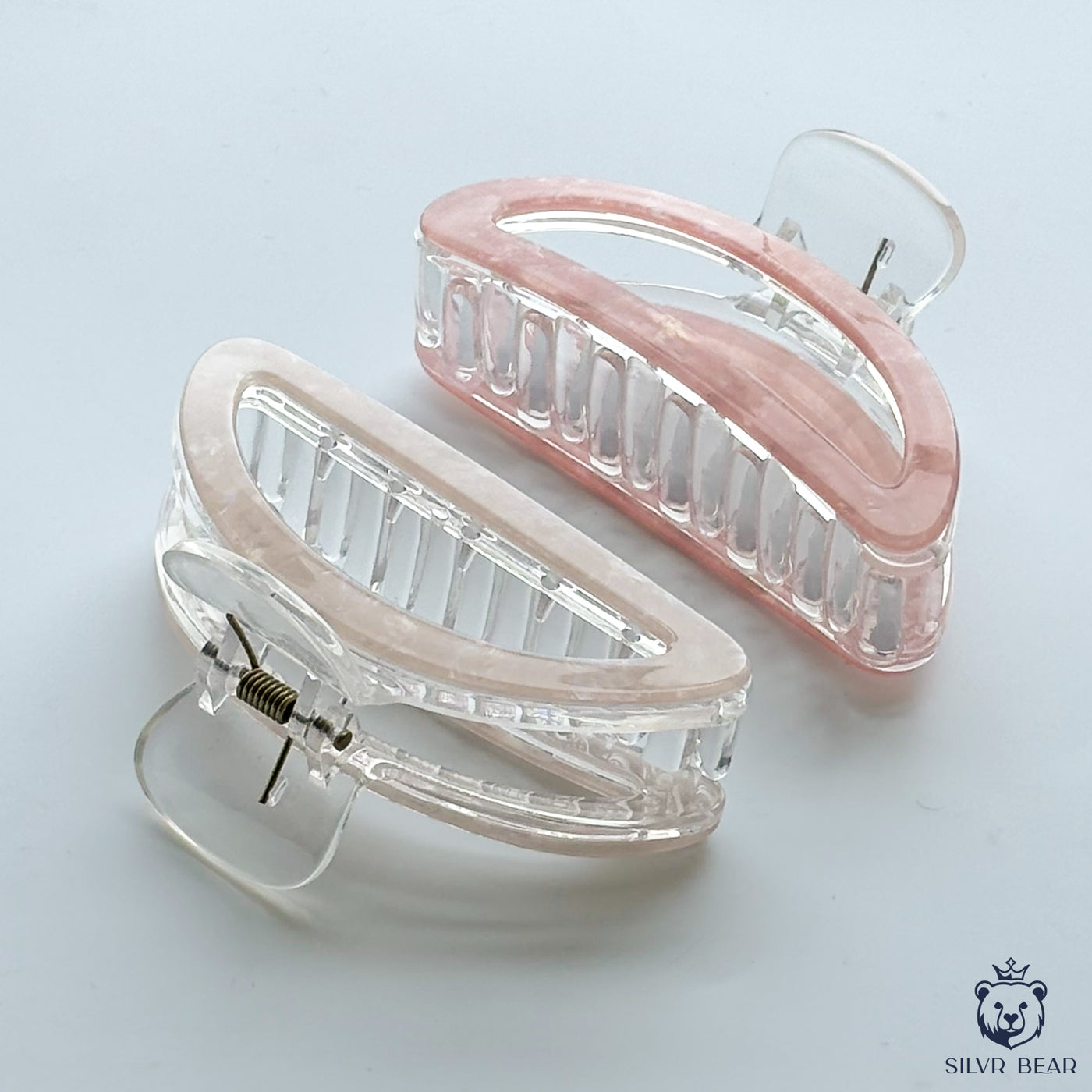 Unbreakable Hair Claw Clips - Marble Moon Clutchers - Peach & Nude
