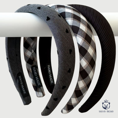 3 Korean Hairbands For Women - Monochrome Collection