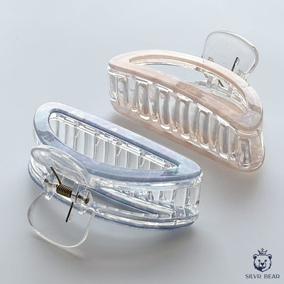 Unbreakable Hair Claw Clips - Marble Moon Clutchers - Nude & Blue