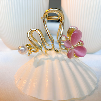 Metal Hair Claw Clip - Pink Butterfly