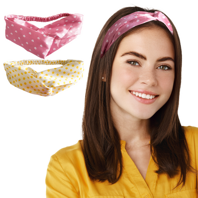 2 Luxury Satin Hairbands For Women - Polka Dots Vibrant
