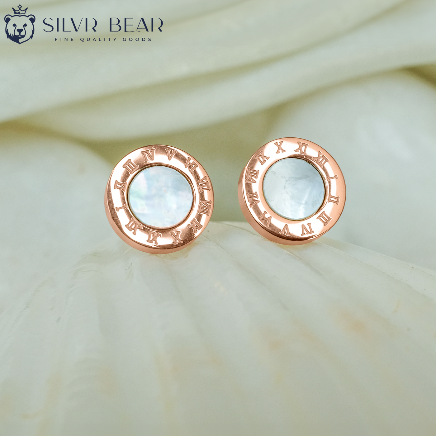 Small Stud Earrings - Roman - Rose Gold Tone