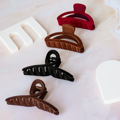 4 Hair Claw Clips - Velvet Touch
