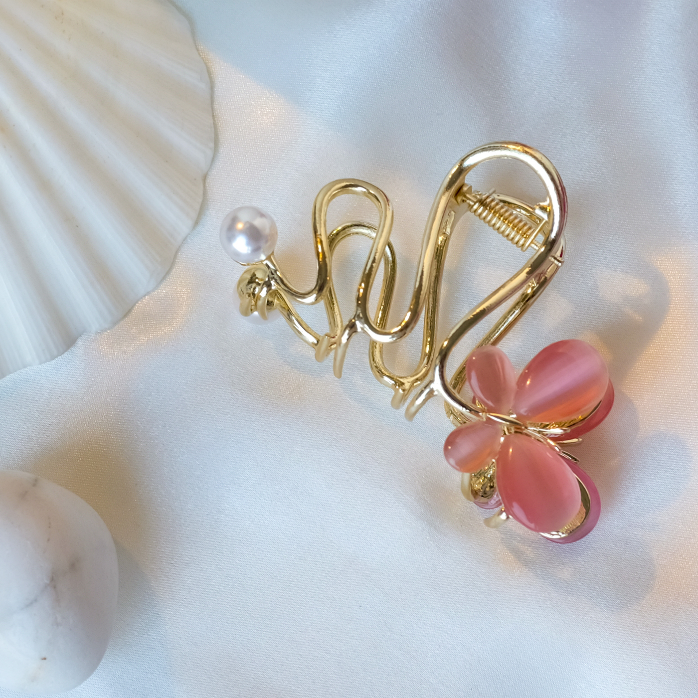 Metal Hair Claw Clip - Pink Butterfly