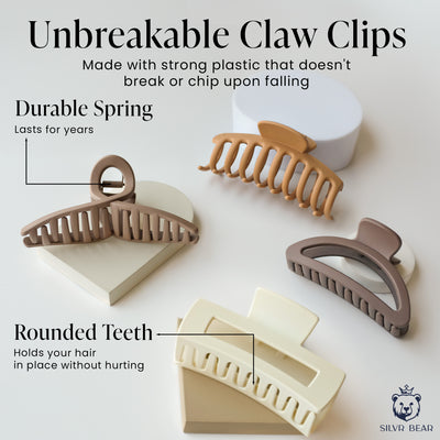 Unbreakable Hair Claw Clips - Big Matte Clutchers