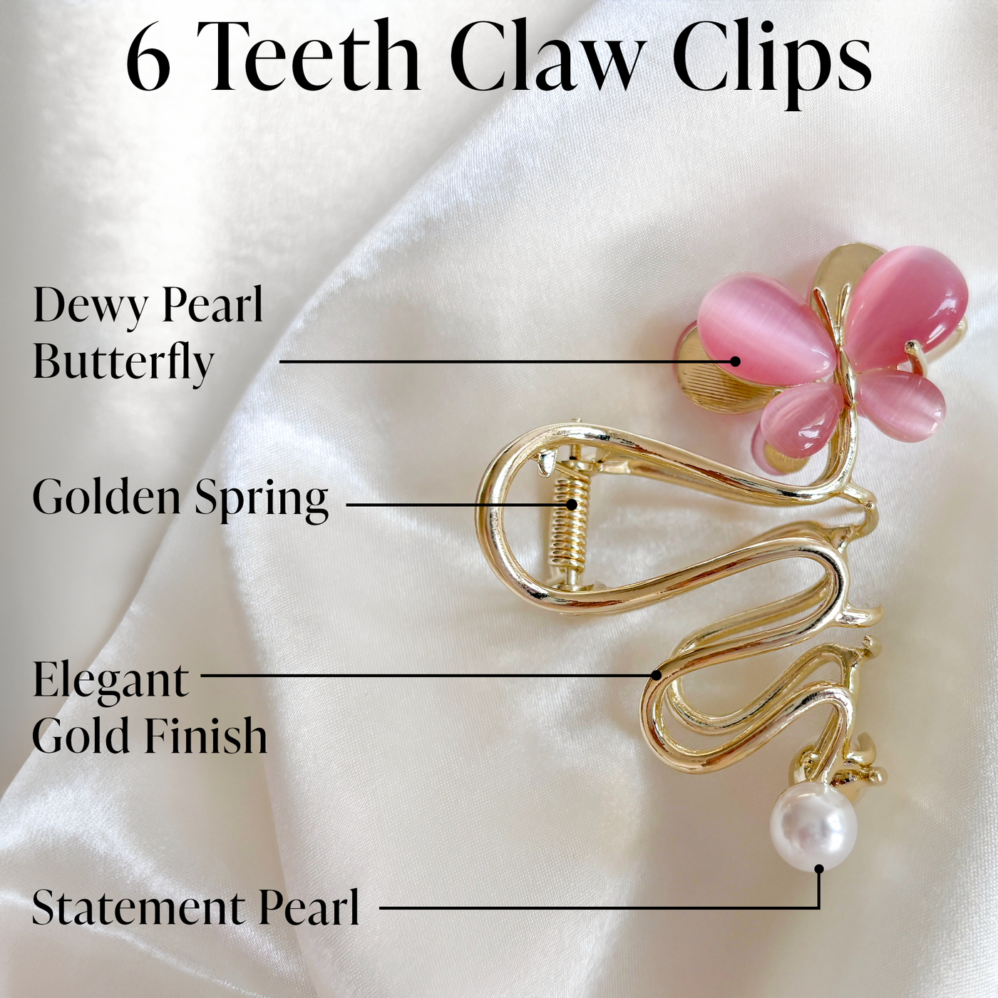 Metal Hair Claw Clip - Pink Butterfly