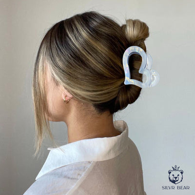 UNBREAKABLE HAIR CLAW CLIPS - MARBLE HEART CLUTCHERS - Pink & Mint