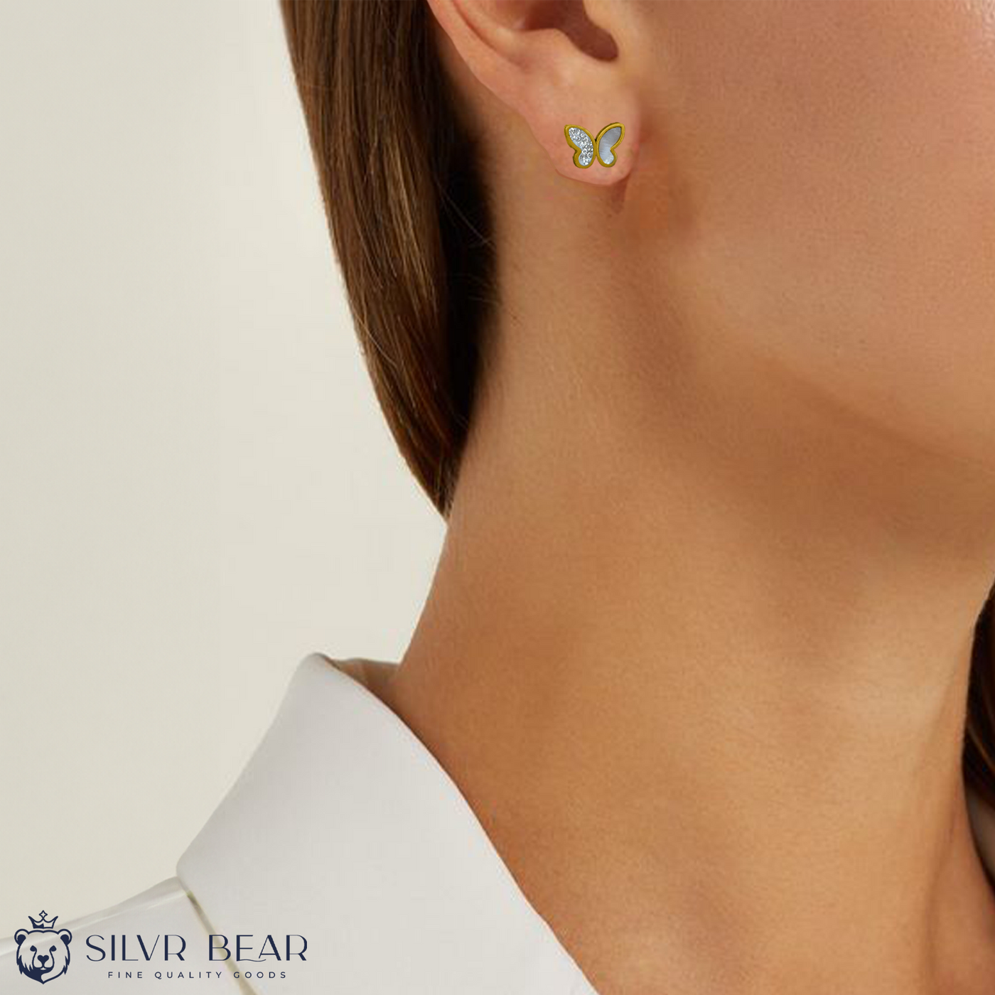 Butterfly Stud Earrings - Gold tone