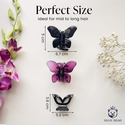 Unbreakable Hair Claw Clips - Black Magenta - Butterfly Clutchers