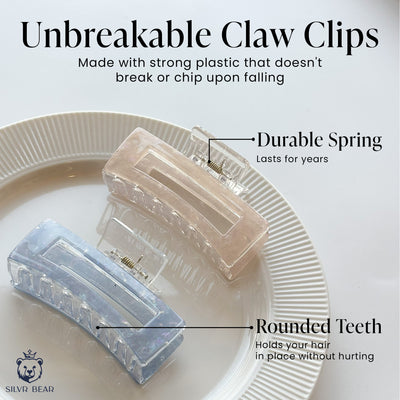UNBREAKABLE HAIR CLAW CLIPS - MARBLE CLUTCHERS - NUDE & BLUE