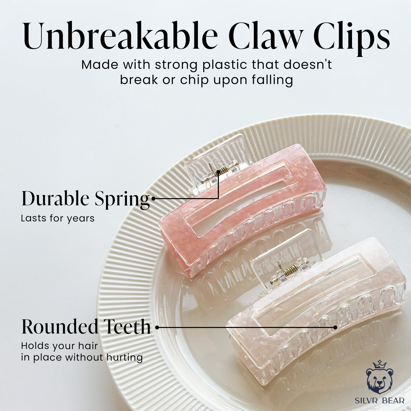 Unbreakable Hair Claw Clips - Marble Clutchers- Peach & Nude
