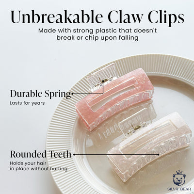 Unbreakable Hair Claw Clips - Marble Clutchers- Peach & Nude