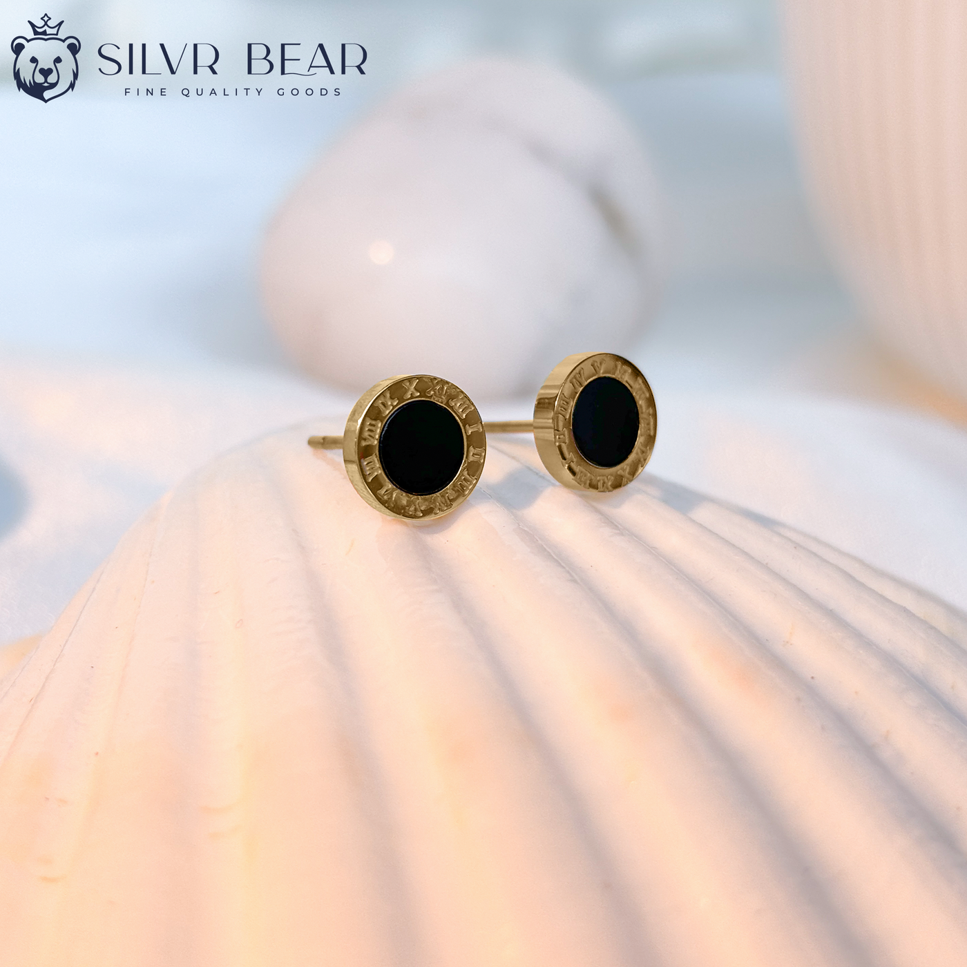 Small Stud Earrings - Roman - Gold Tone