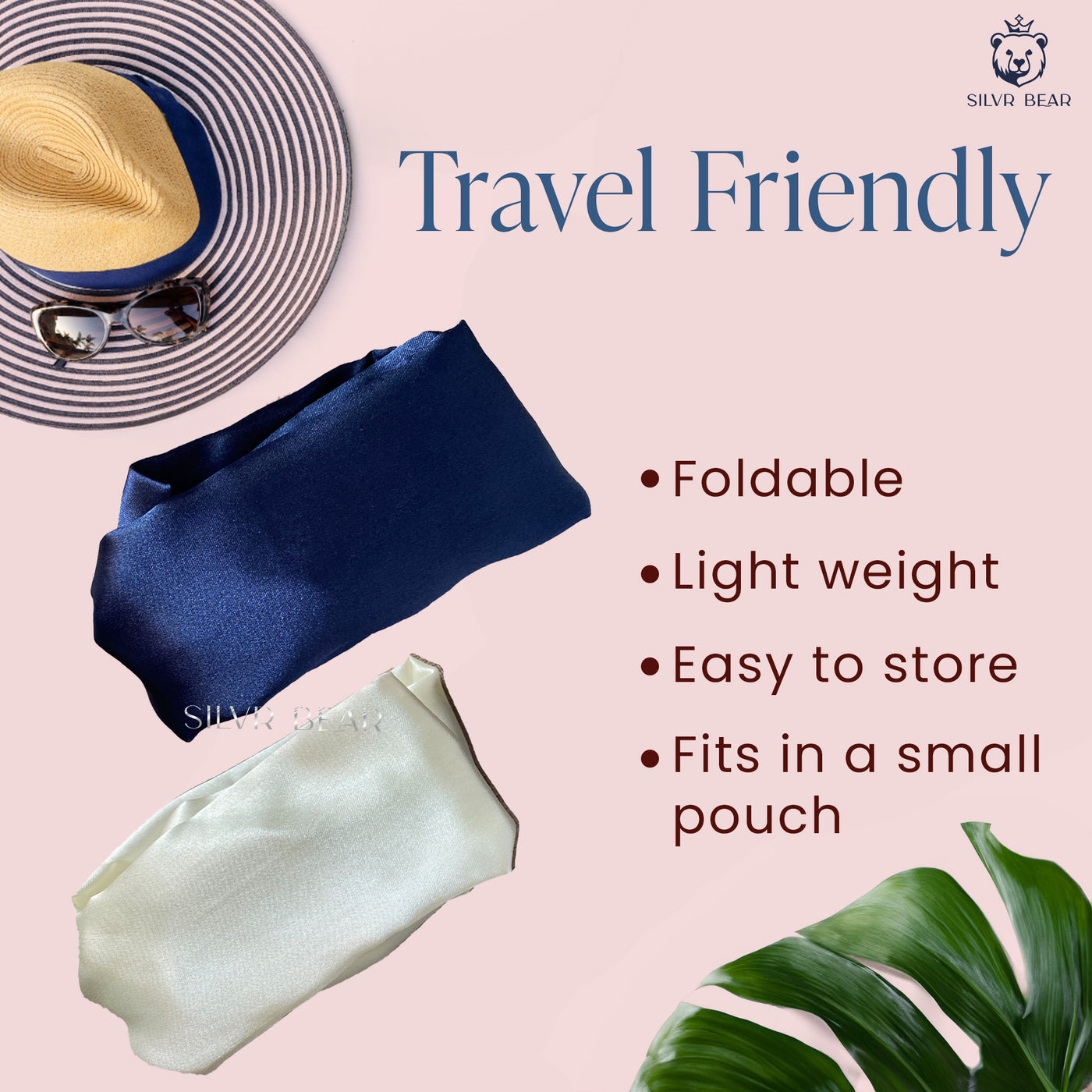 2 Satin Hairbands For Girls - Navy Ivory