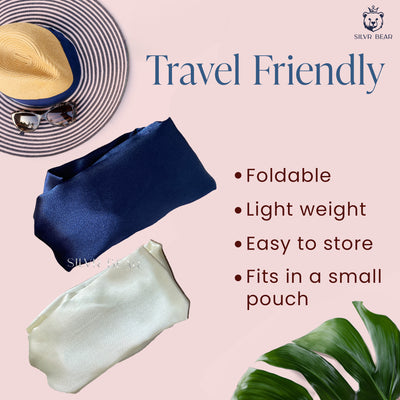 2 Satin Hairbands For Girls - Navy Ivory