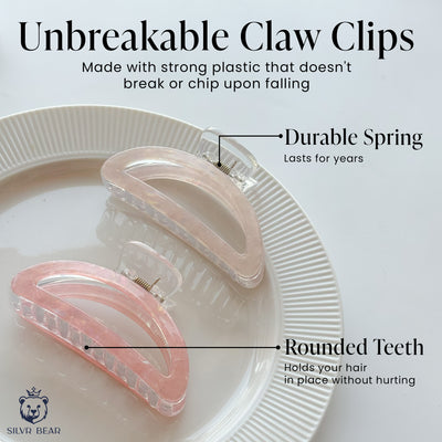 Unbreakable Hair Claw Clips - Marble Moon Clutchers - Peach & Nude