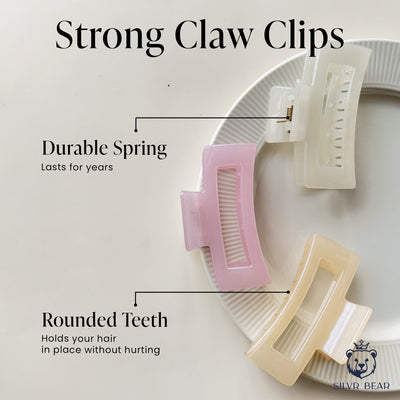 UNBREAKABLE HAIR CLAW CLIPS - SHIMMER RECTANGLE CLUTCHERS - WARM TONE