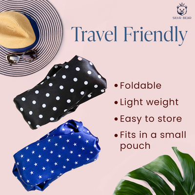2 Luxury Satin Hairbands For Women - Polka Dots Dark