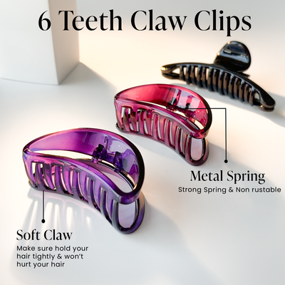 Hair Clutcher Claw Clip - Unbreakable - Purple Set