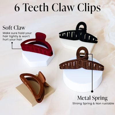 4 Hair Claw Clips - Velvet Touch