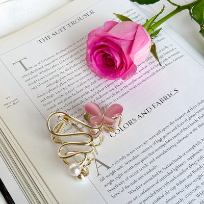 Metal Hair Claw Clip - Pink Butterfly