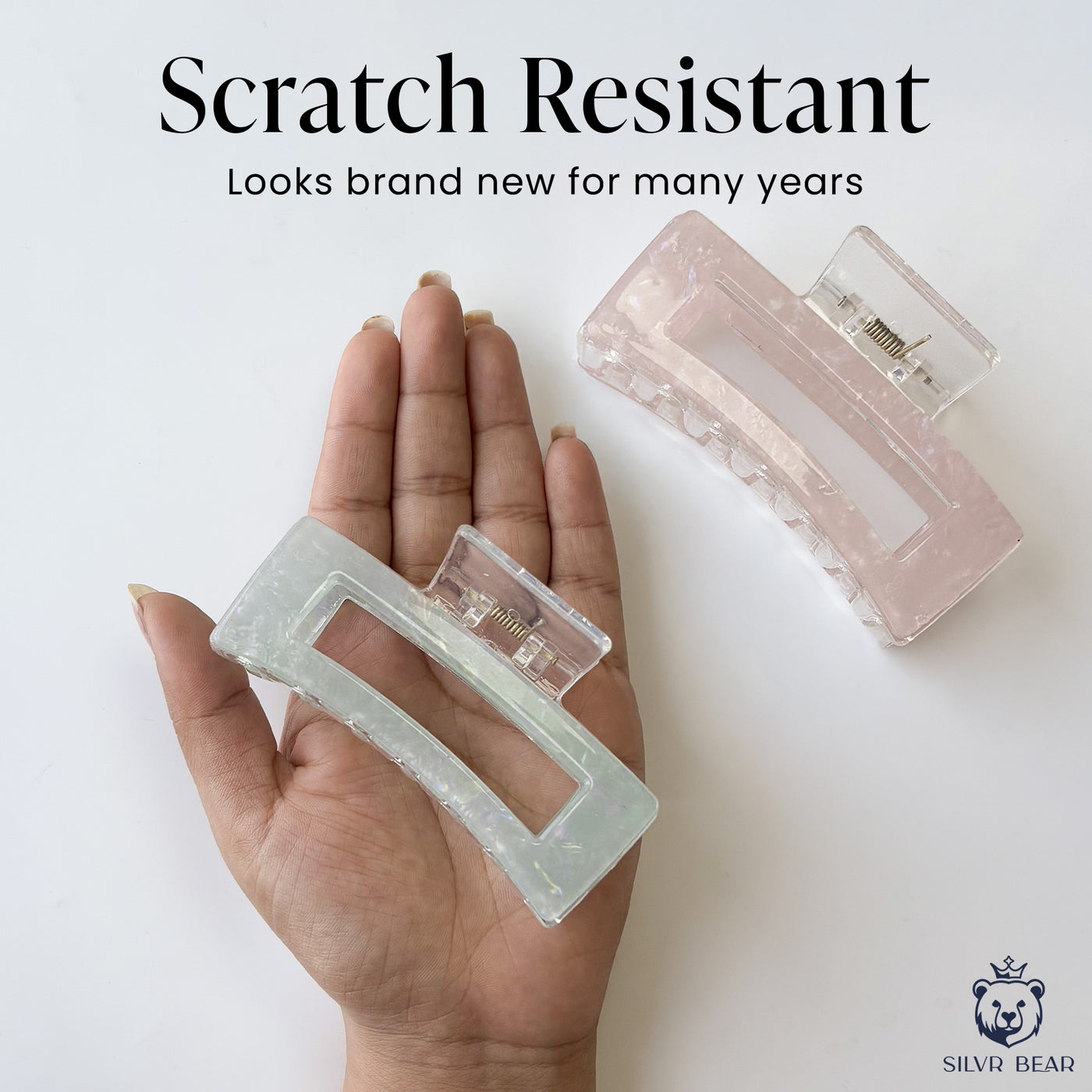 UNBREAKABLE HAIR CLAW CLIPS - MARBLE CLUTCHERS - Pink & Mint