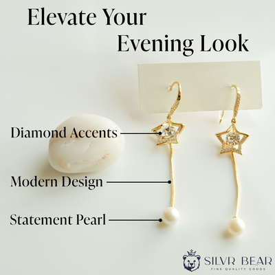 Drop Earrings - Star - Gold Tone