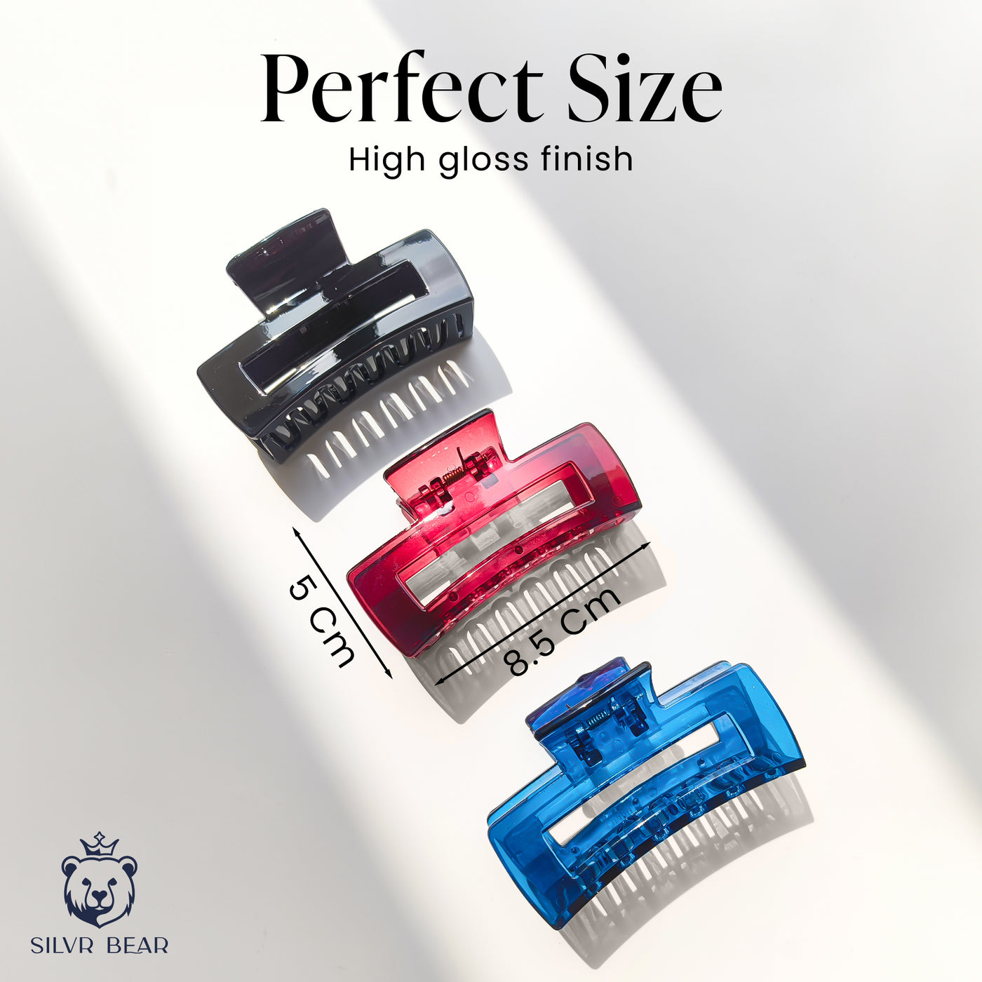 Large Hair Claws - Unbreakable - Blue Burgundy Big Rectangles