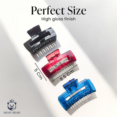 Large Hair Claws - Unbreakable - Blue Burgundy Big Rectangles