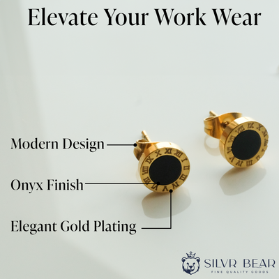 Small Stud Earrings - Roman - Gold Tone