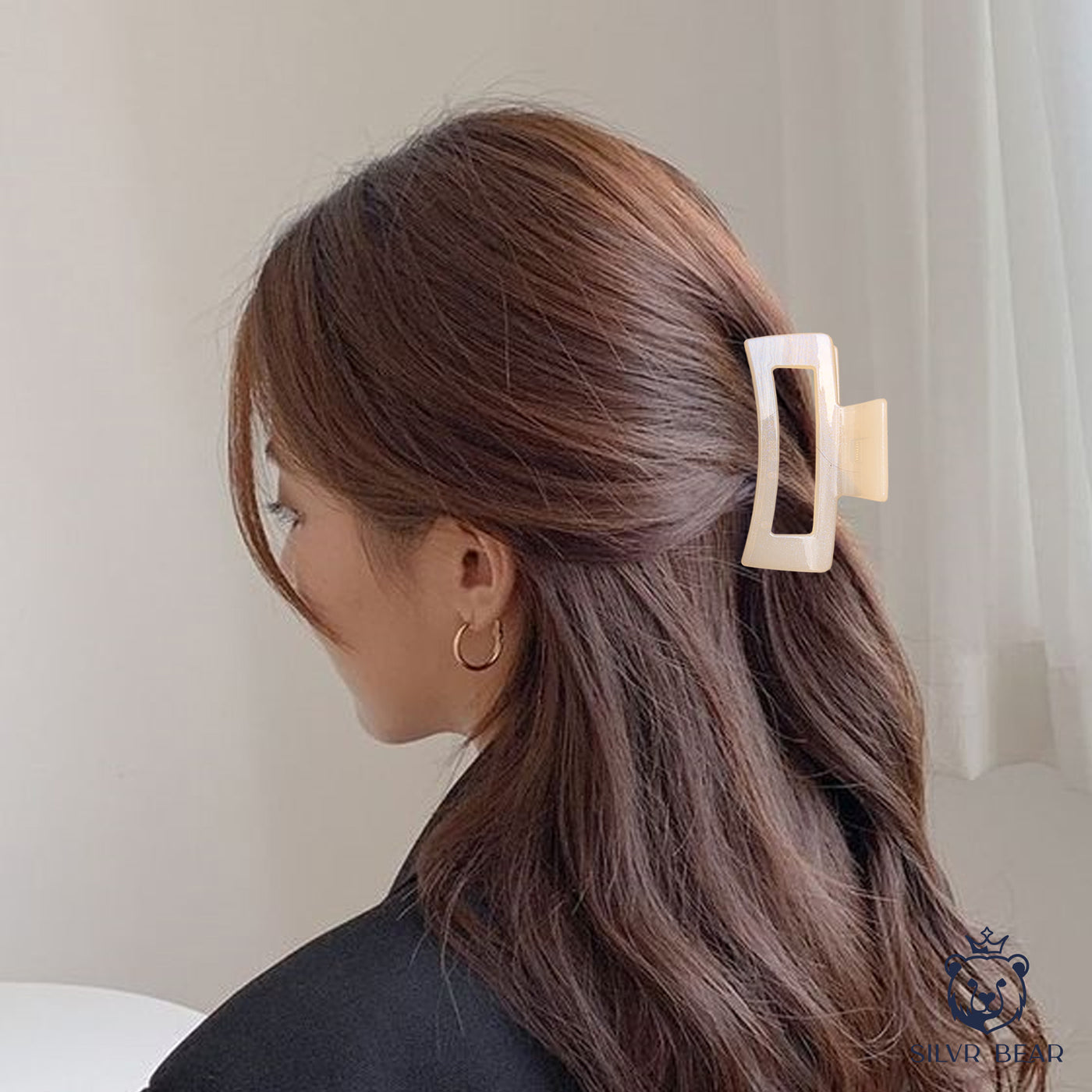 UNBREAKABLE HAIR CLAW CLIPS - SHIMMER RECTANGLE CLUTCHERS - WARM TONE