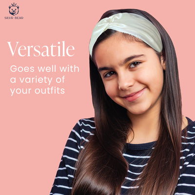 2 Satin Hairbands For Girls - Navy Ivory