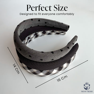 3 Korean Hairbands For Women - Monochrome Collection