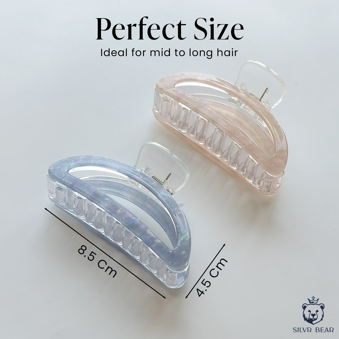 Unbreakable Hair Claw Clips - Marble Moon Clutchers - Nude & Blue