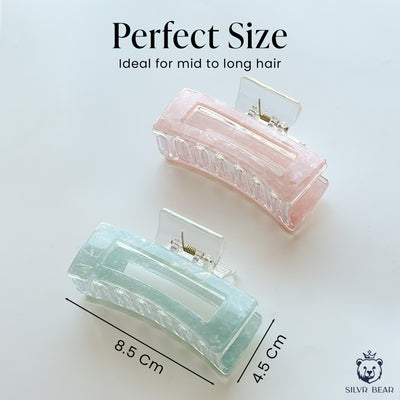 UNBREAKABLE HAIR CLAW CLIPS - MARBLE CLUTCHERS - Pink & Mint