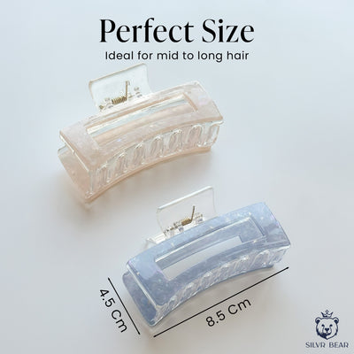 UNBREAKABLE HAIR CLAW CLIPS - MARBLE CLUTCHERS - NUDE & BLUE