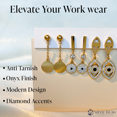 Earrings - Evil Eye Set of 3 - Gold Tone