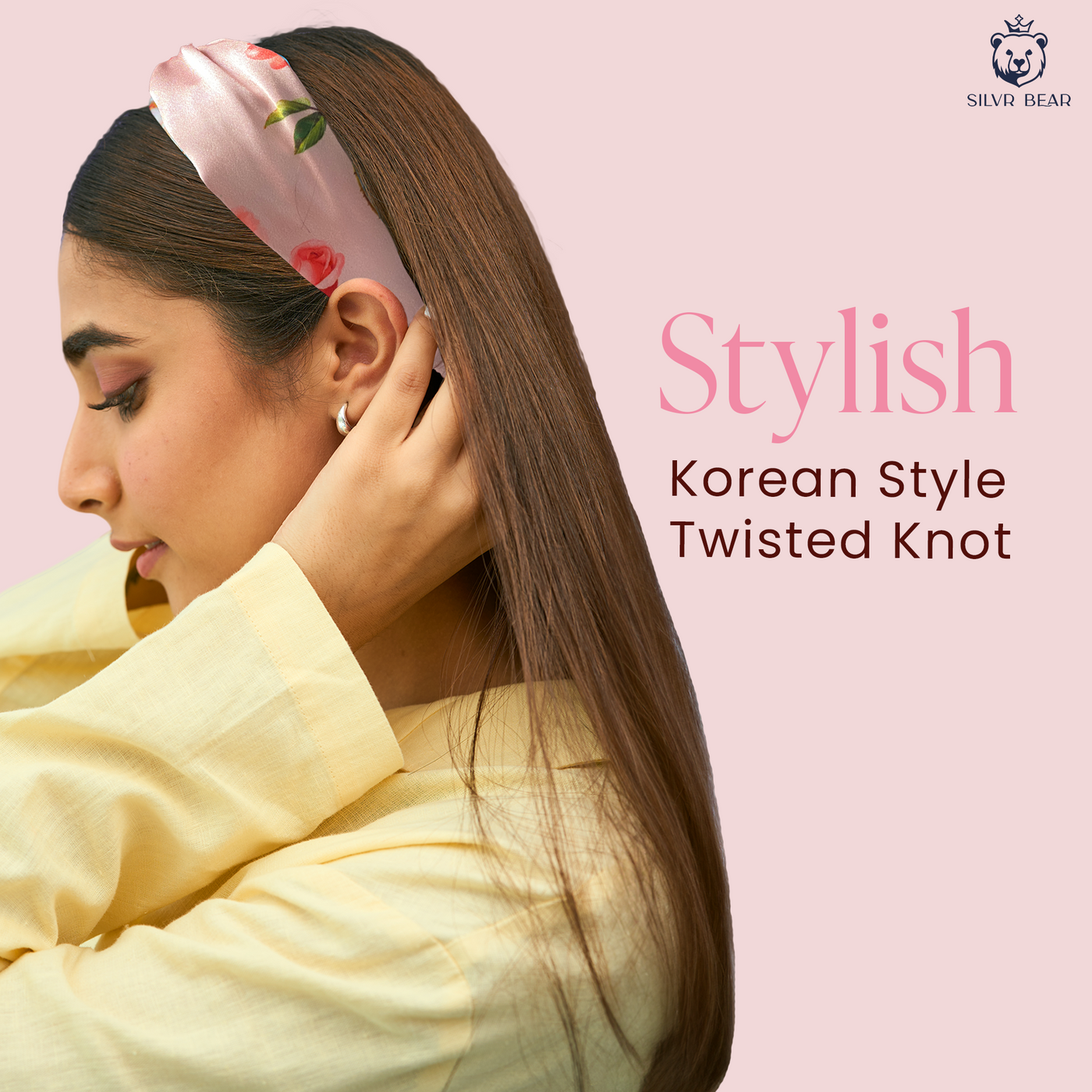 2 Luxury Satin Hairbands For Women - Floral Roses