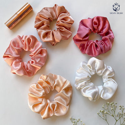 Luxury Satin Scrunchies | 6 Skinny + 5 Regular Pack - Rose Collection
