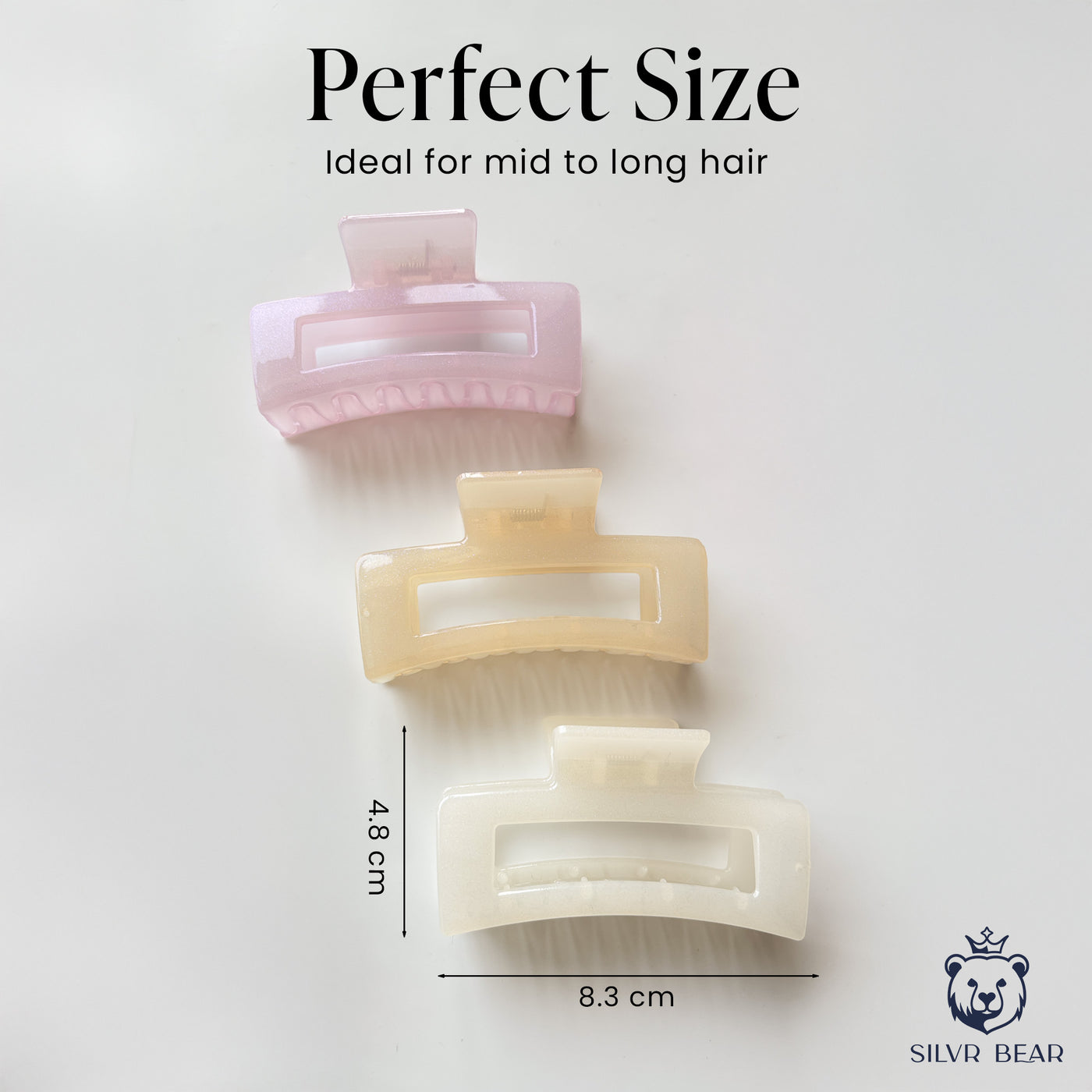 UNBREAKABLE HAIR CLAW CLIPS - SHIMMER RECTANGLE CLUTCHERS - WARM TONE