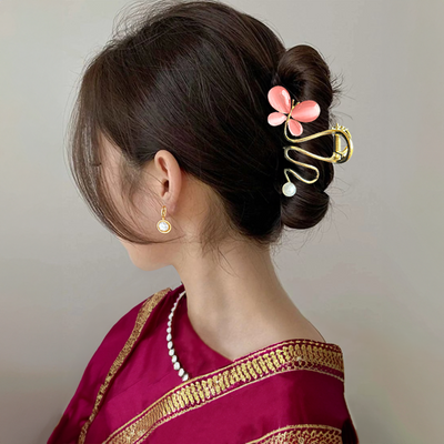 Metal Hair Claw Clip - Pink Butterfly