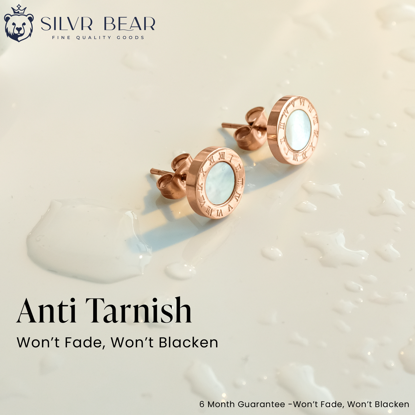 Small Stud Earrings - Roman - Rose Gold Tone