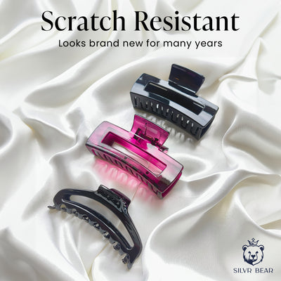 Large Hair Claws - Unbreakable - Black Magenta Big Rectangles