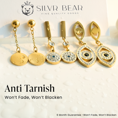 Earrings - Evil Eye Set of 3 - Gold Tone