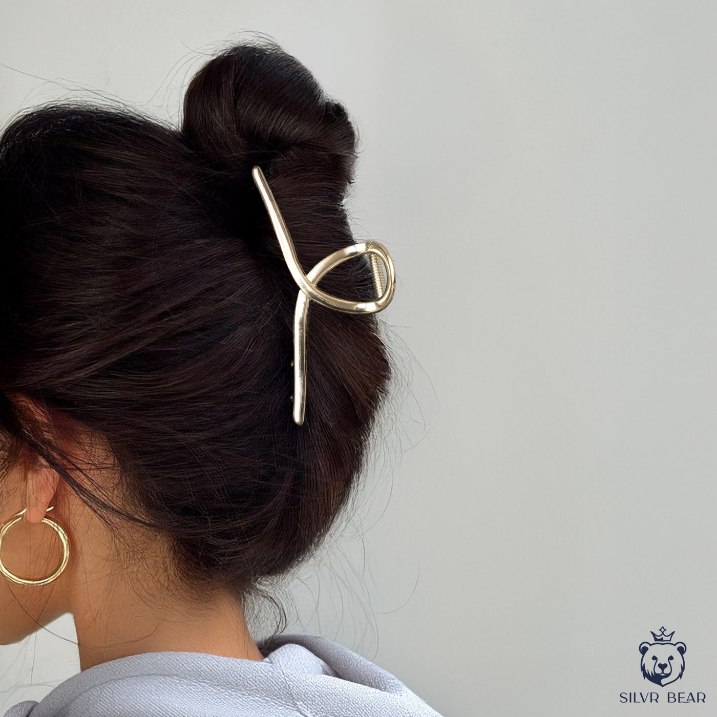 3 Metal Hair Claw Clips - Elegant Shapes - Golden Finish