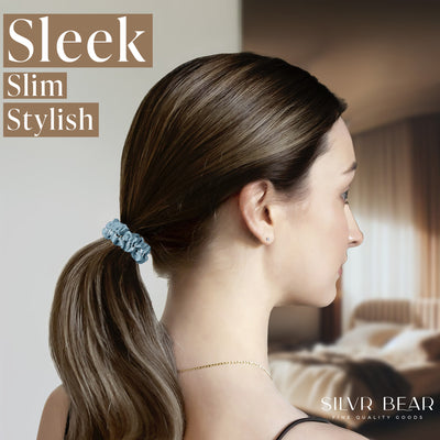 6 Luxury Satin Skinny Scrunchies - Pastel Shades