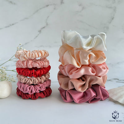 Luxury Satin Scrunchies | 6 Skinny + 5 Regular Pack - Rose Collection