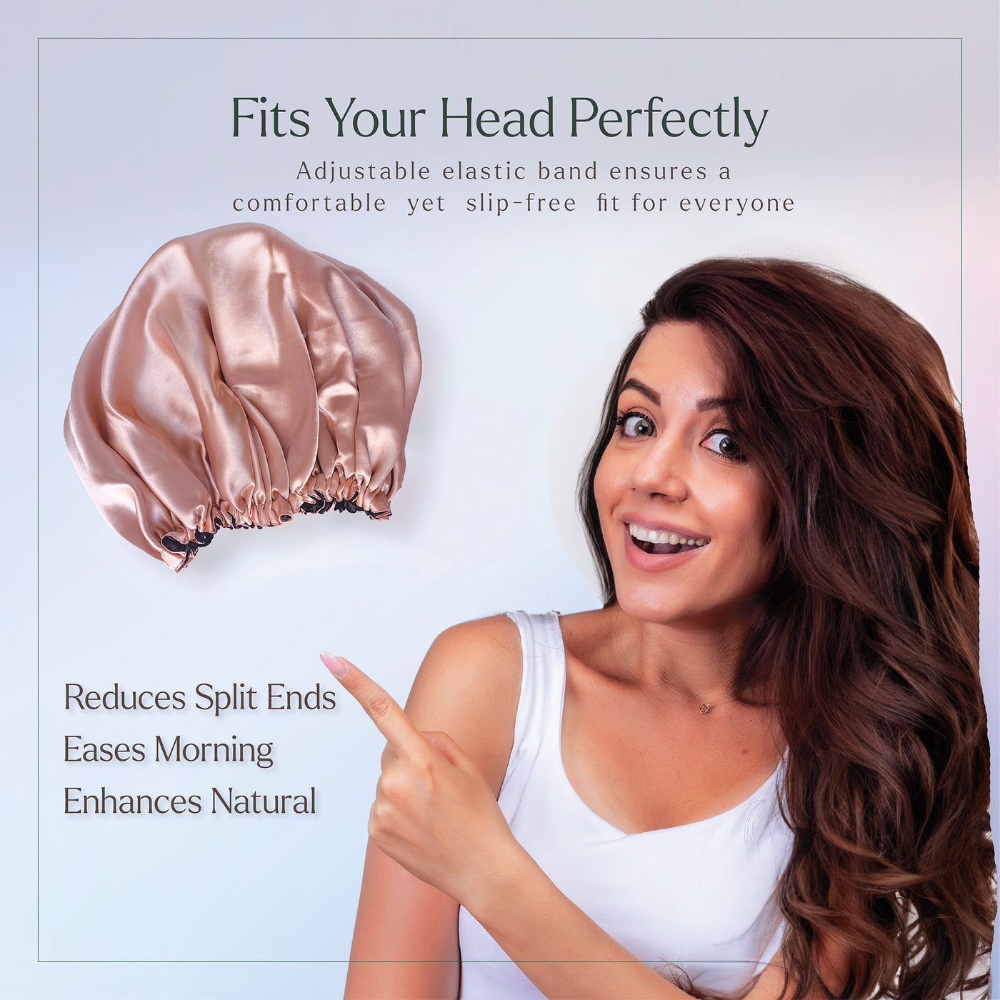 Satin Hair Bonnet - Reversible - Rose-Gold + Black