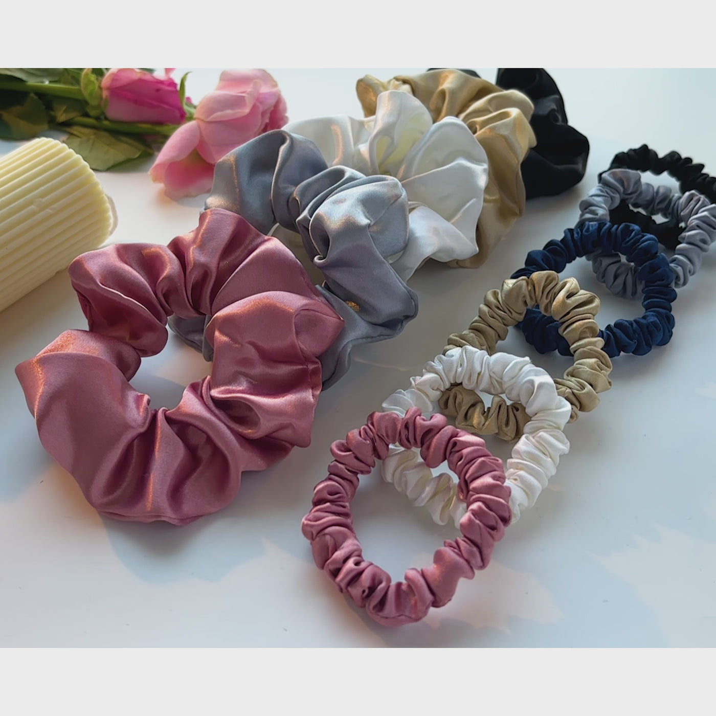 Luxury Satin Scrunchies | 6 Skinny + 5 Regular Pack - Classic